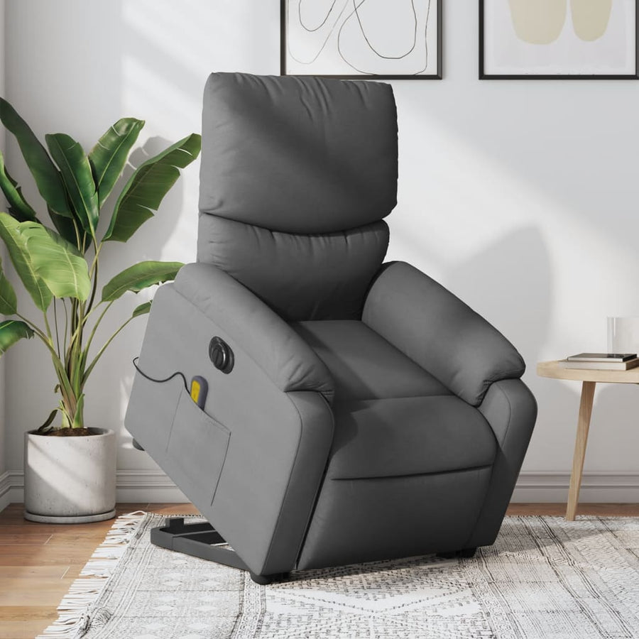 Sta-Op-Massagestoel Stof Donkergrijs Ja Elektrisch verstelbaar