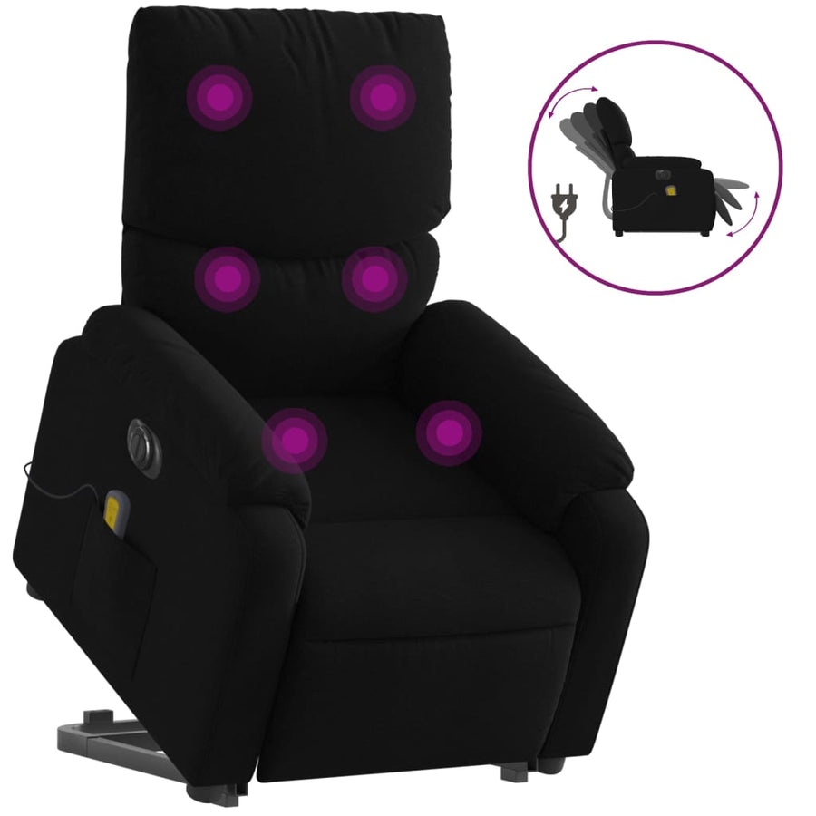 Sta-Op-Massagestoel Stof Zwart Ja Elektrisch verstelbaar