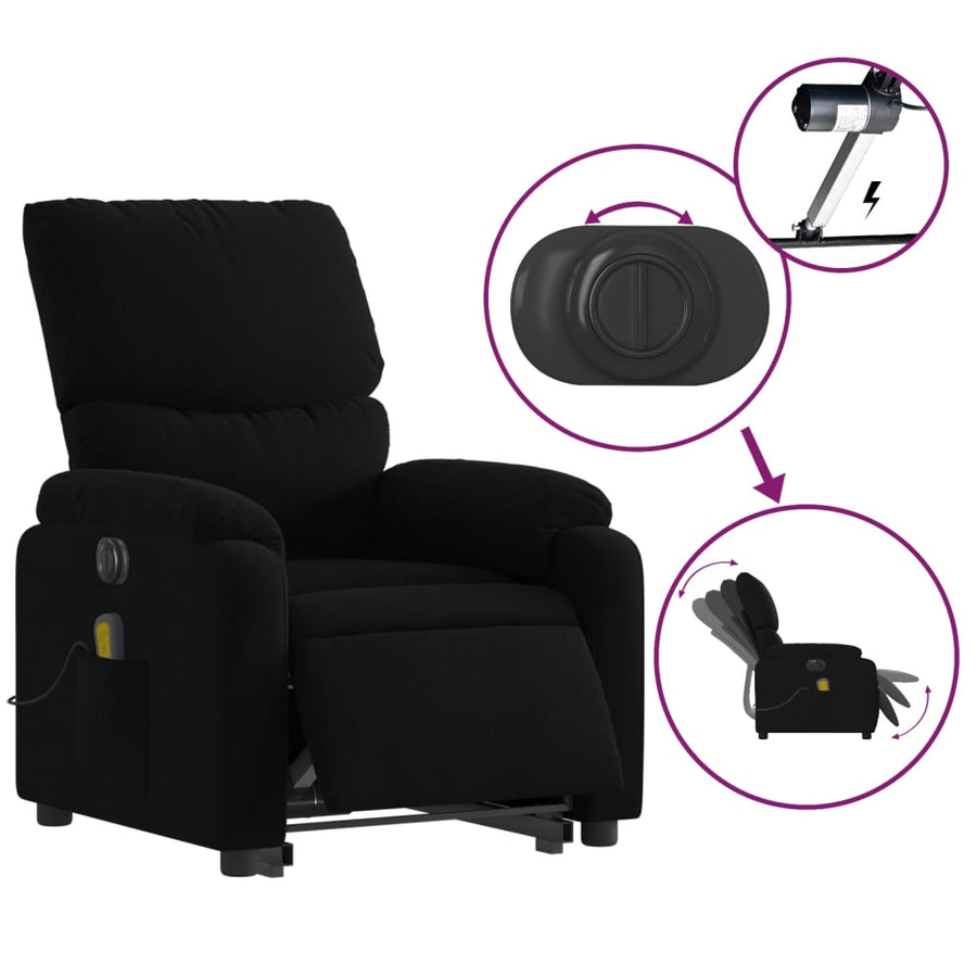 Sta-Op-Massagestoel Stof Zwart Ja Elektrisch verstelbaar