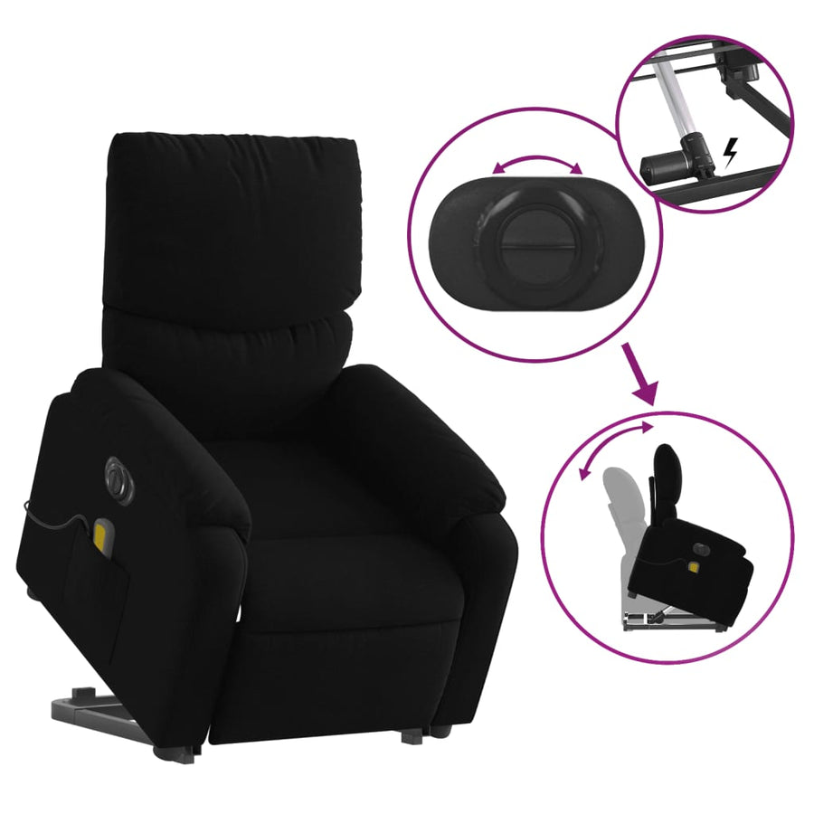 Sta-Op-Massagestoel Stof Zwart Ja Elektrisch verstelbaar