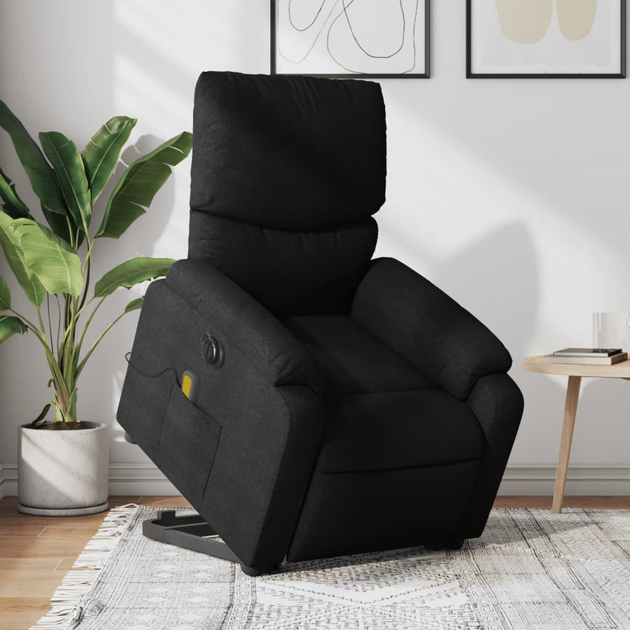 Sta-Op-Massagestoel Stof Zwart Ja Elektrisch verstelbaar