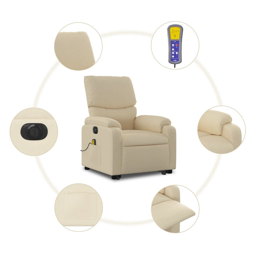 Sta-Op-Massagestoel Stof Kleurig Crème Ja Elektrisch verstelbaar