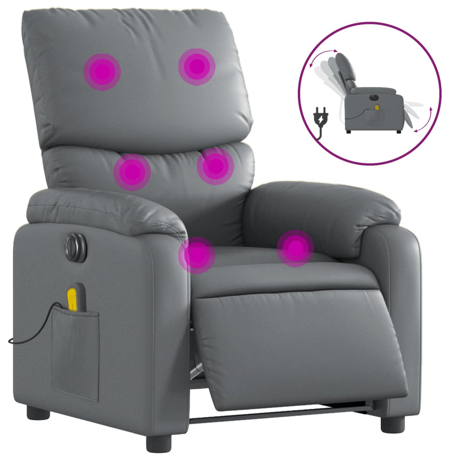 Massagestoel Verstelbaar Elektrisch Kunstleer Grijs Ja Elektrisch verstelbaar
