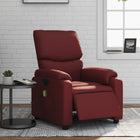 Massage chair adjustable electric faux leather wine red
