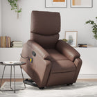 Recliner Massage Chair Adjustable Faux Leather Brown 1 Year