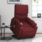 Lift Recliner Adjustable Faux Leather Wine Red