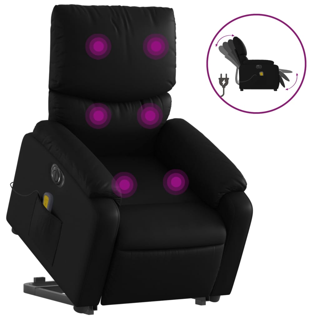 Sta-Op-Massagestoel Elektrisch Kunstleer Zwart Ja Elektrisch verstelbaar