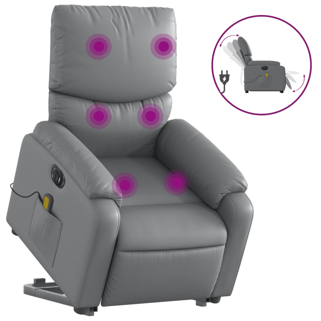 Sta-Op-Massagestoel Elektrisch Kunstleer Grijs Ja Elektrisch verstelbaar
