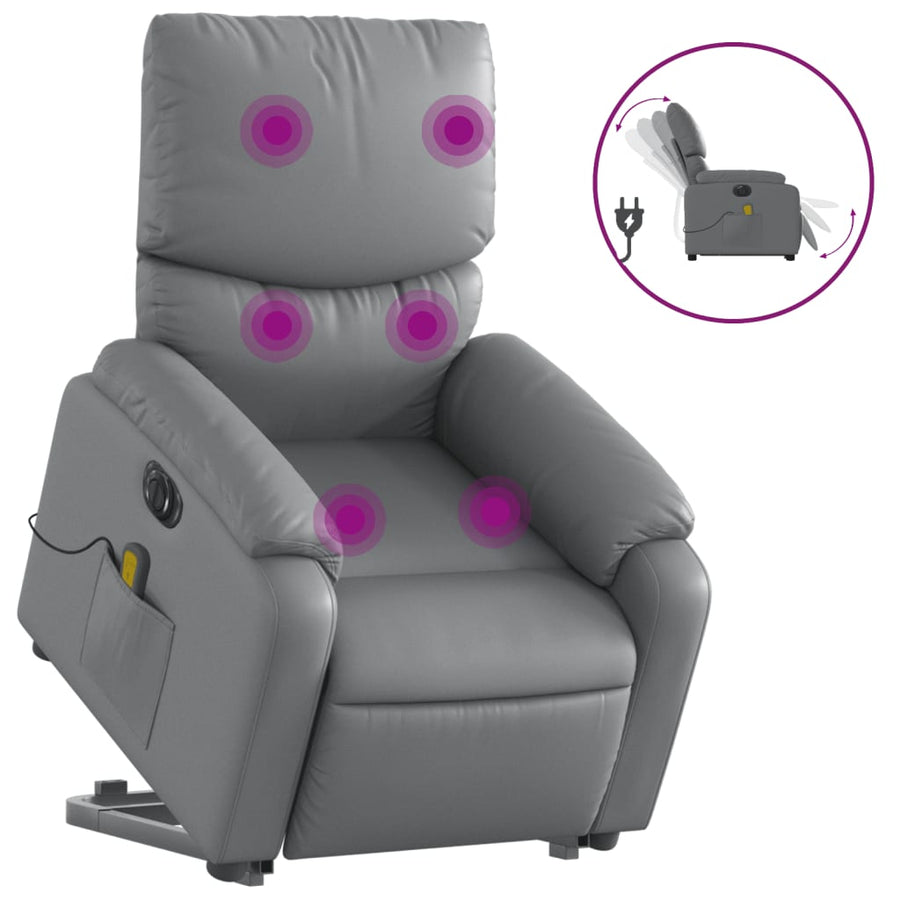 Sta-Op-Massagestoel Elektrisch Kunstleer Grijs Ja Elektrisch verstelbaar