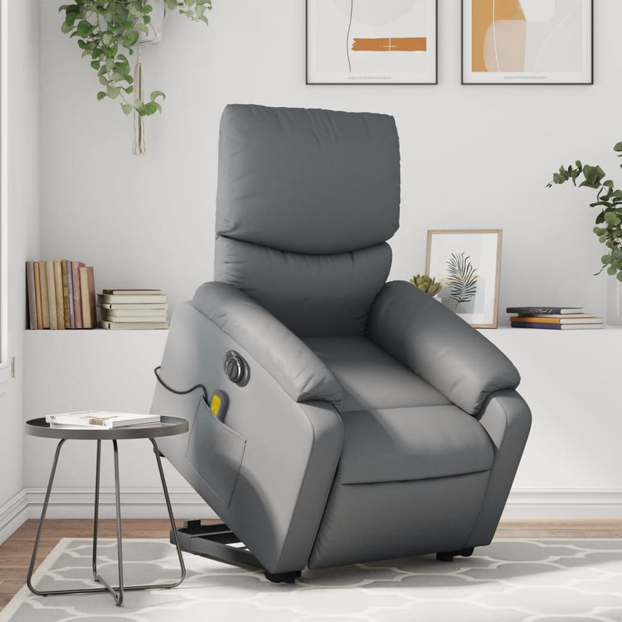 Sta-Op-Massagestoel Elektrisch Kunstleer Grijs Ja Elektrisch verstelbaar