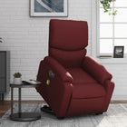 Electric recliner massage chair faux leather wine red
