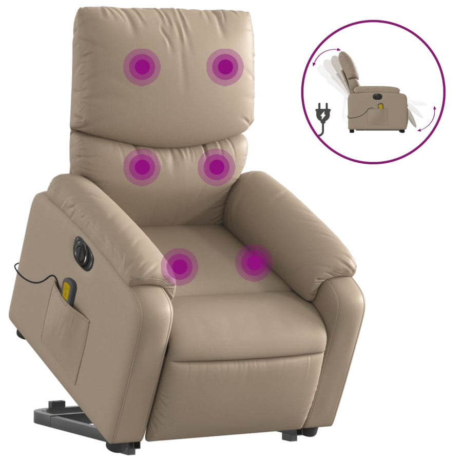 Sta-Op-Massagestoel Elektrisch Kunstleer Kleurig Cappuccino Ja Elektrisch verstelbaar
