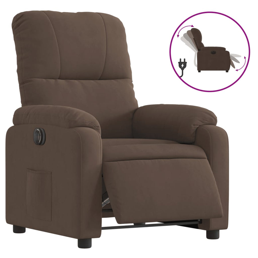 Fauteuil verstelbaar elektrisch microvezelstof bruin