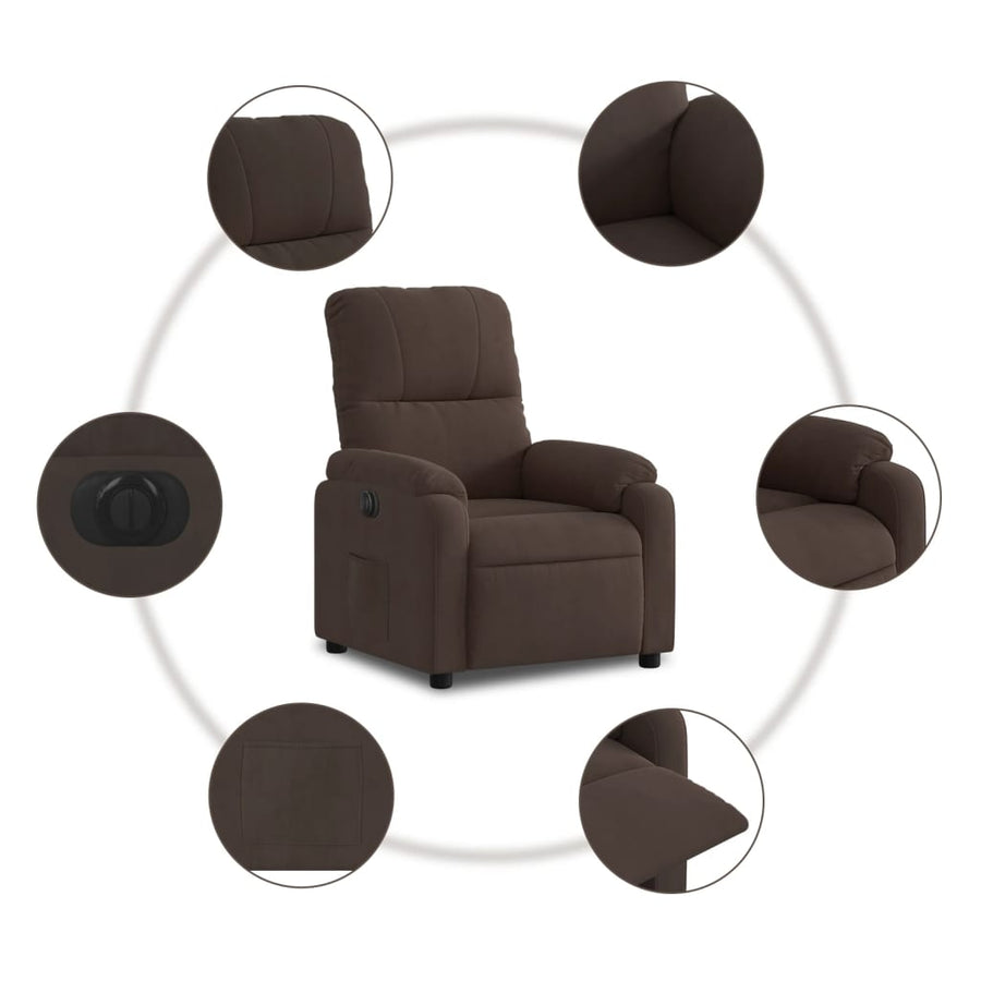 Fauteuil verstelbaar elektrisch microvezelstof bruin