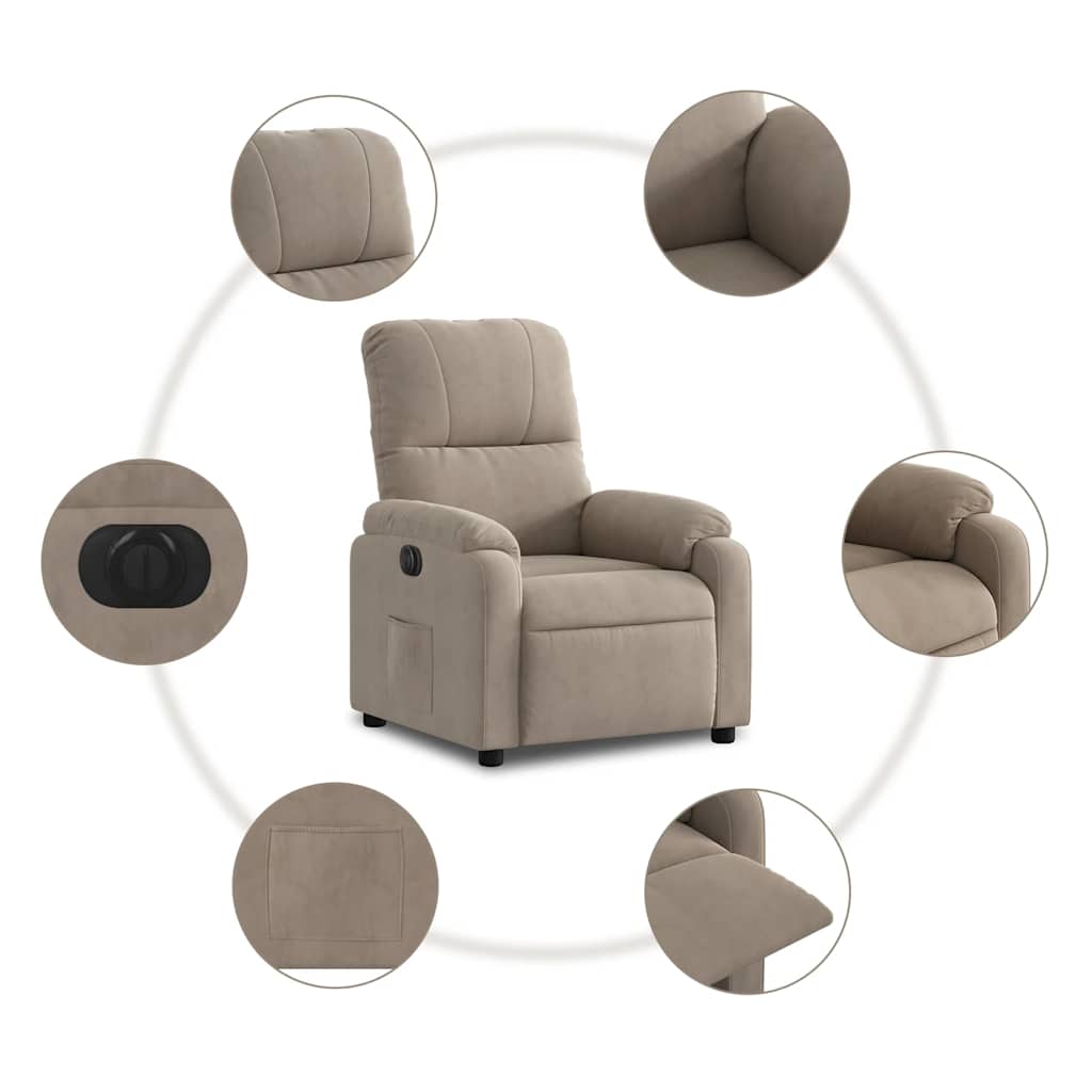 Fauteuil verstelbaar elektrisch microvezelstof taupe