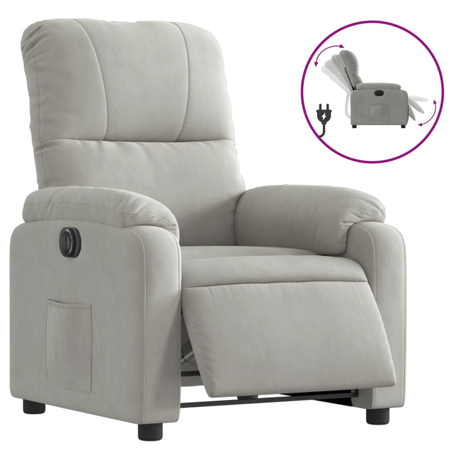 Fauteuil verstelbaar elektrisch microvezelstof lichtgrijs
