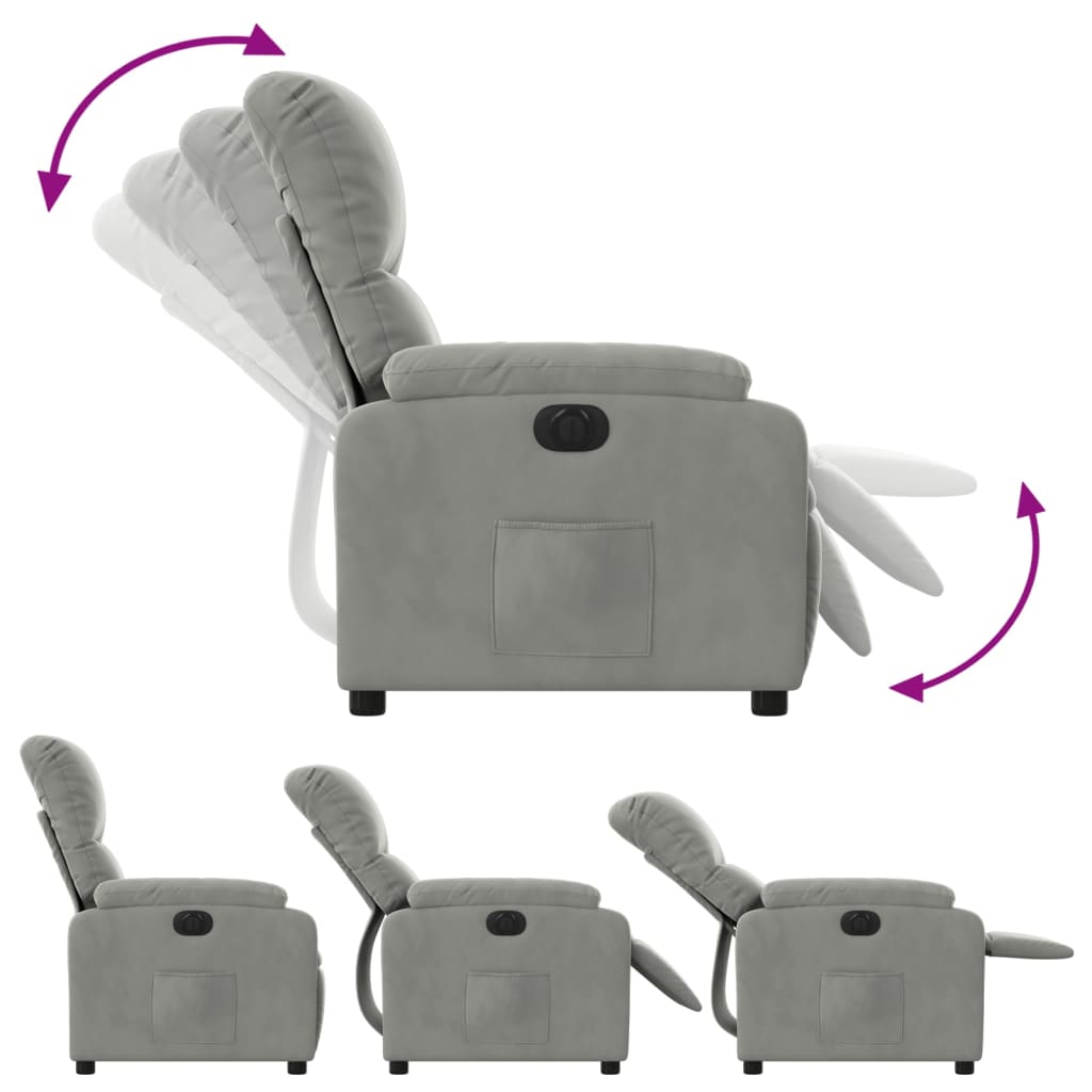 Fauteuil verstelbaar elektrisch microvezelstof lichtgrijs
