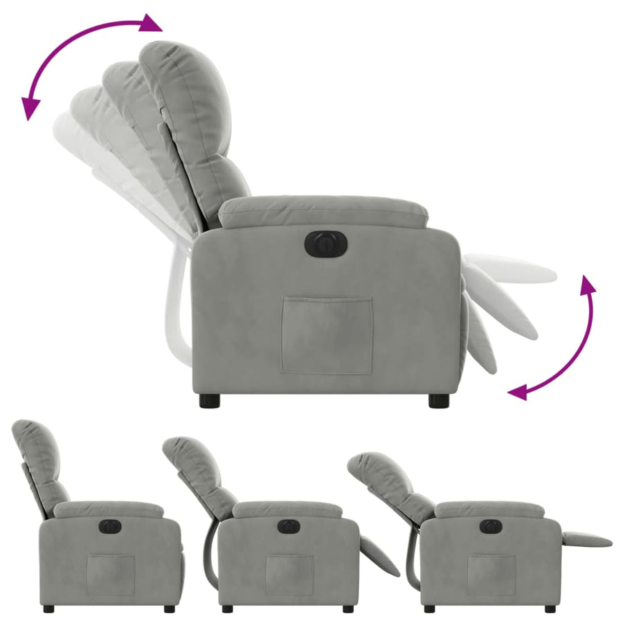 Fauteuil verstelbaar elektrisch microvezelstof lichtgrijs