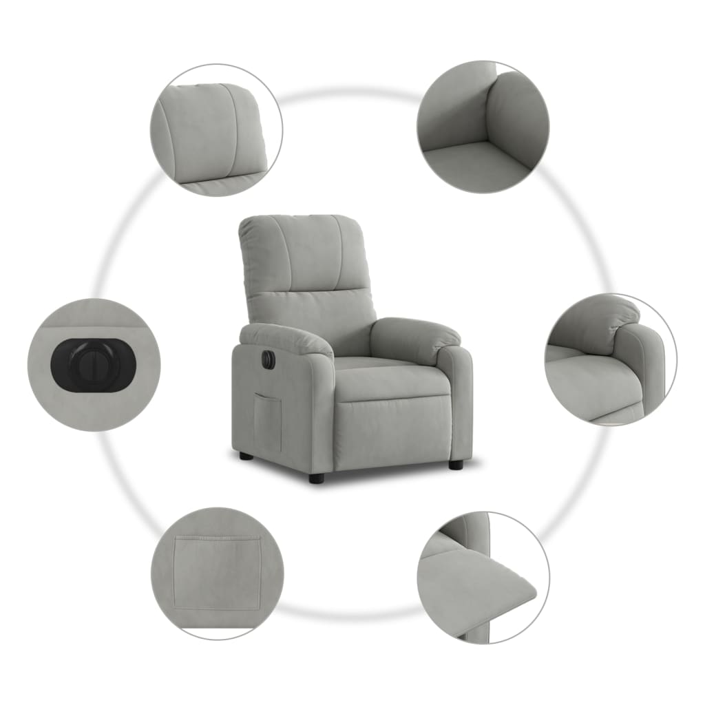 Fauteuil verstelbaar elektrisch microvezelstof lichtgrijs
