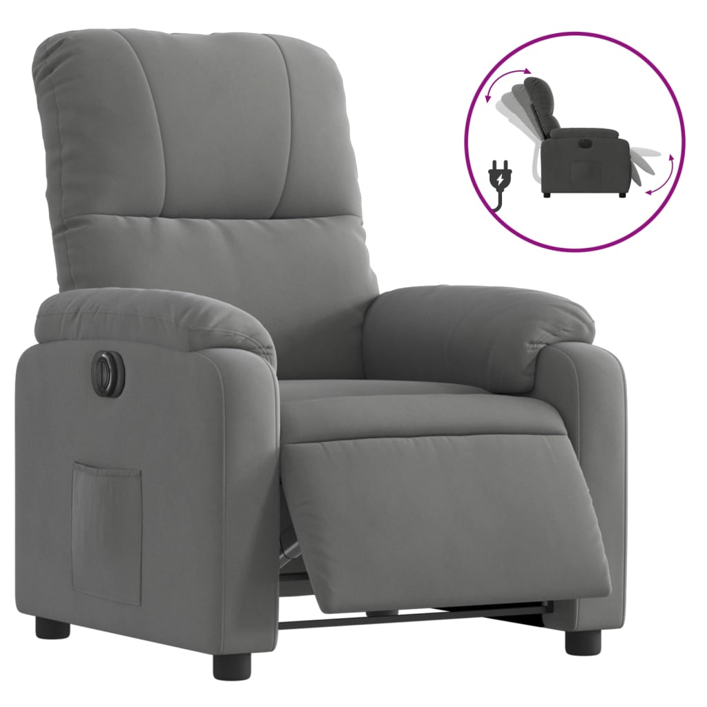 Fauteuil verstelbaar elektrisch microvezelstof donkergrijs