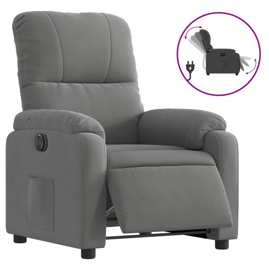 Fauteuil verstelbaar elektrisch microvezelstof donkergrijs