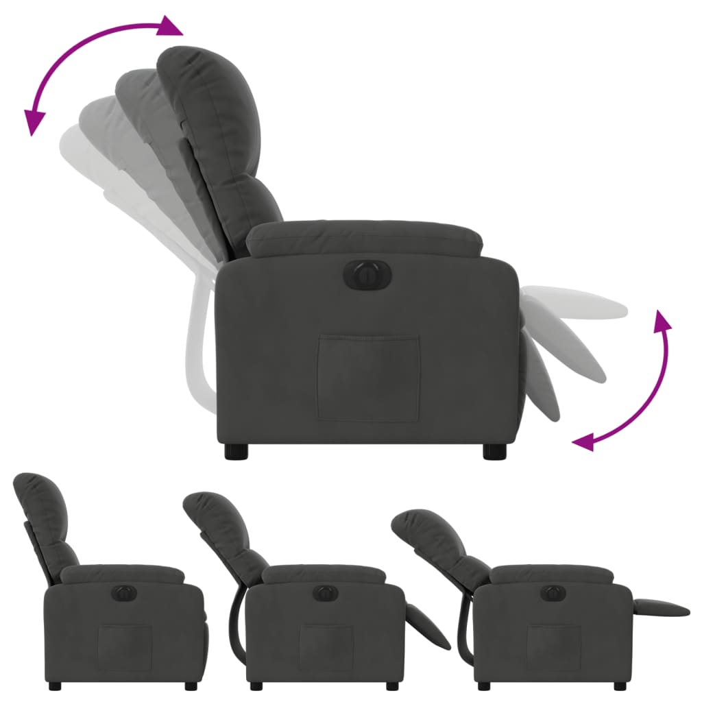 Fauteuil verstelbaar elektrisch microvezelstof donkergrijs