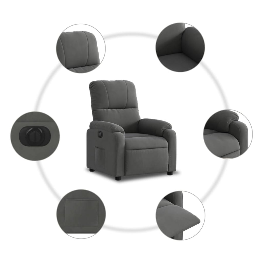 Fauteuil verstelbaar elektrisch microvezelstof donkergrijs