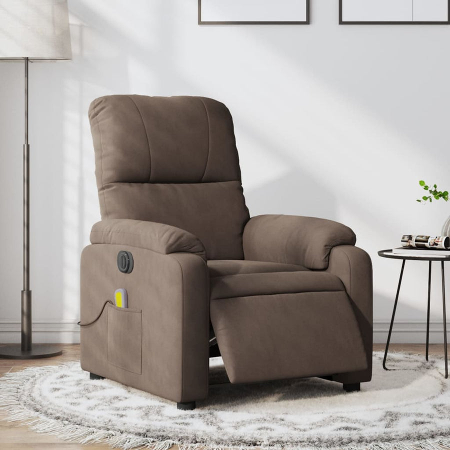 Massagestoel elektrisch verstelbaar microvezelstof bruin Elektrisch verstelbaar