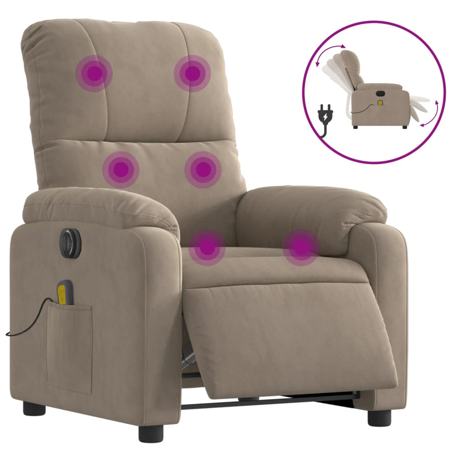 Massagestoel elektrisch verstelbaar microvezelstof taupe Elektrisch verstelbaar