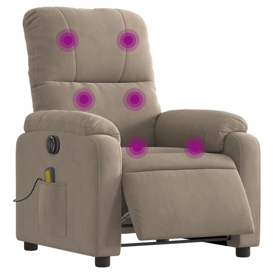 Massagestoel elektrisch verstelbaar microvezelstof taupe Elektrisch verstelbaar