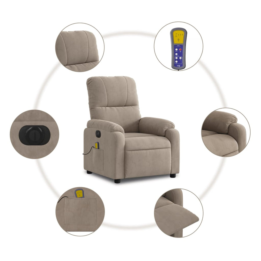 Massagestoel elektrisch verstelbaar microvezelstof taupe Elektrisch verstelbaar