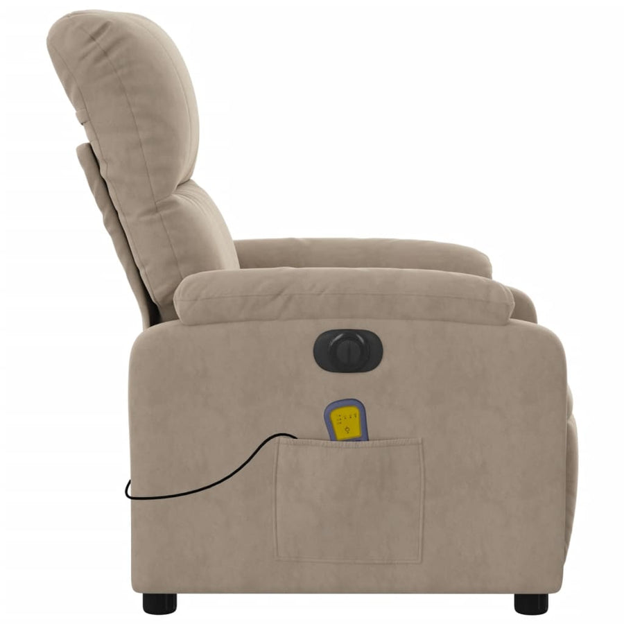 Massagestoel elektrisch verstelbaar microvezelstof taupe Elektrisch verstelbaar