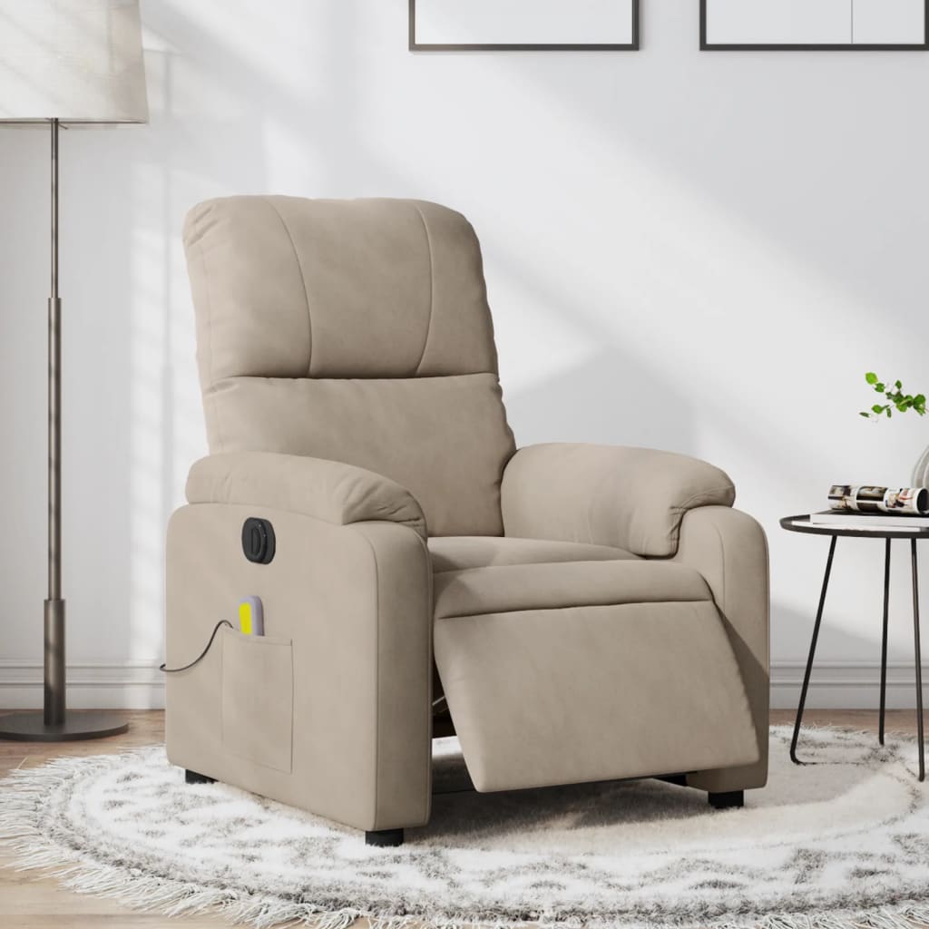Massagestoel elektrisch verstelbaar microvezelstof taupe Elektrisch verstelbaar