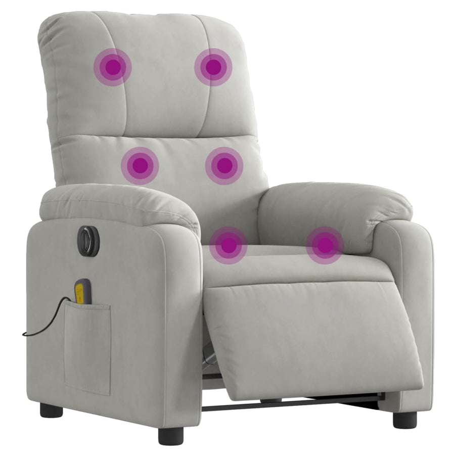 Massagestoel elektrisch verstelbaar microvezelstof lichtgrijs Elektrisch verstelbaar