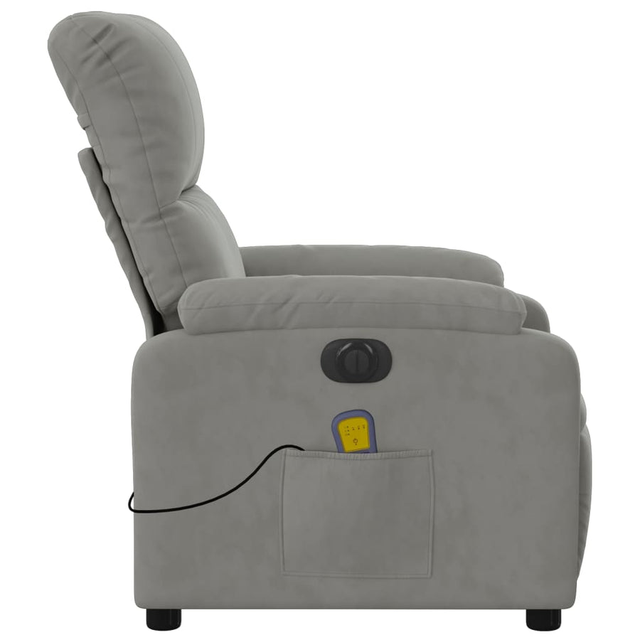 Massagestoel elektrisch verstelbaar microvezelstof lichtgrijs Elektrisch verstelbaar