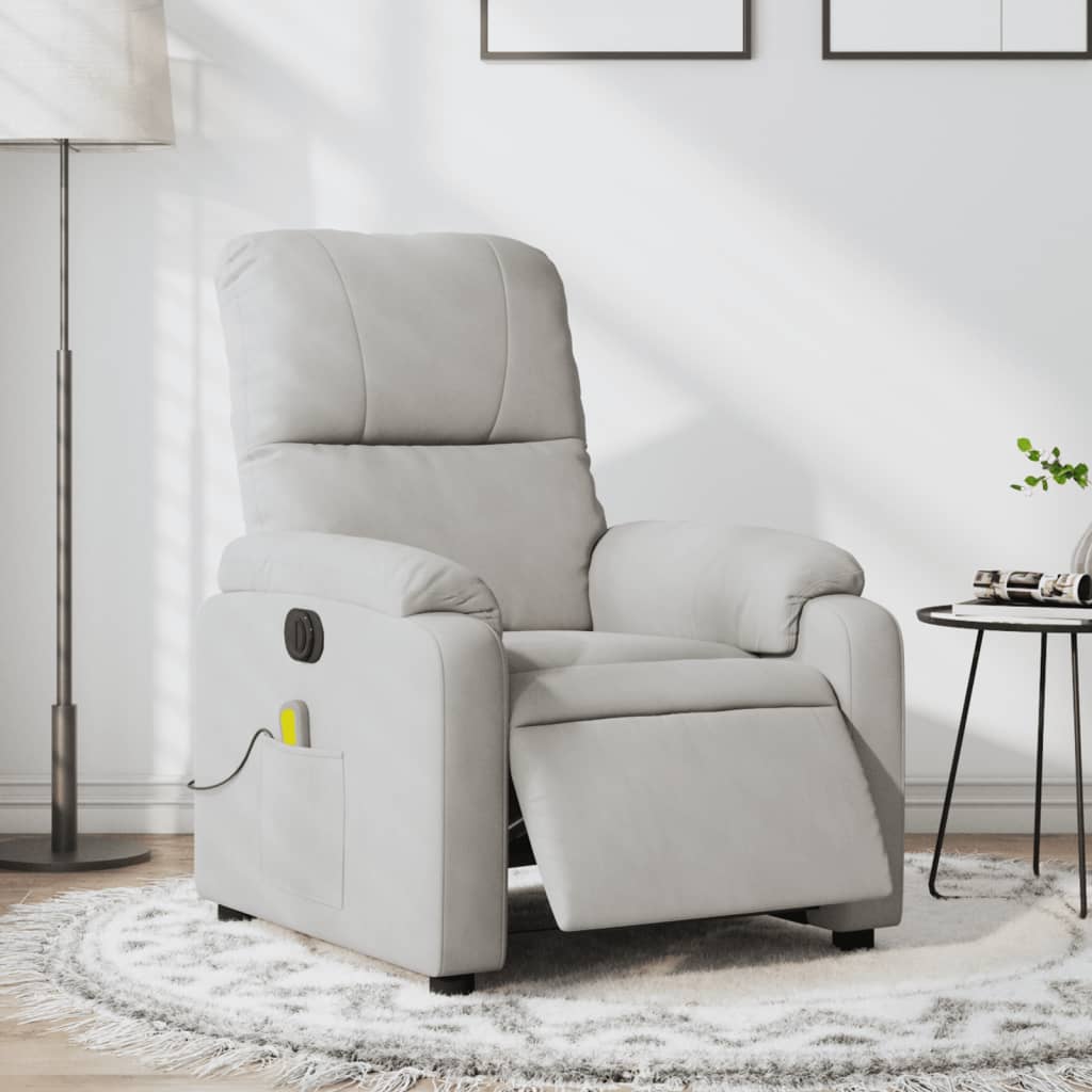 Massagestoel elektrisch verstelbaar microvezelstof lichtgrijs Elektrisch verstelbaar