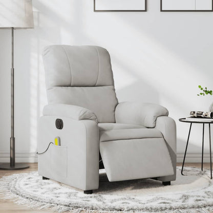 Massagestoel elektrisch verstelbaar microvezelstof lichtgrijs Elektrisch verstelbaar