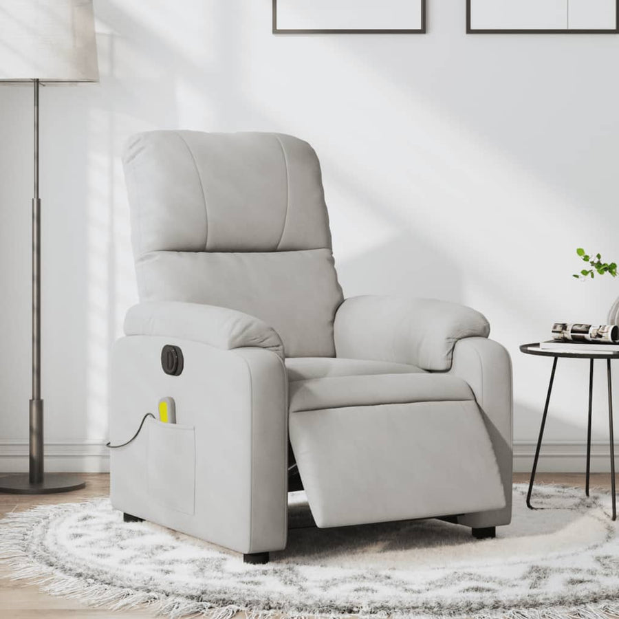 Massagestoel elektrisch verstelbaar microvezelstof lichtgrijs Elektrisch verstelbaar