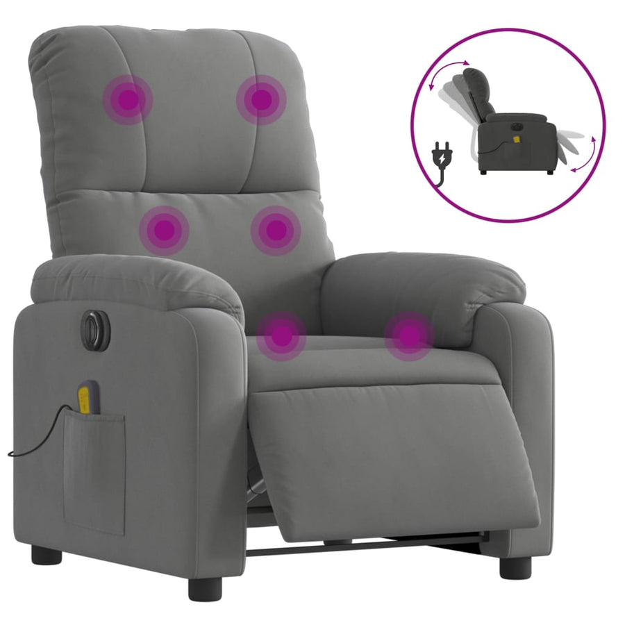 Massagestoel elektrisch verstelbaar microvezelstof donkergrijs Elektrisch verstelbaar