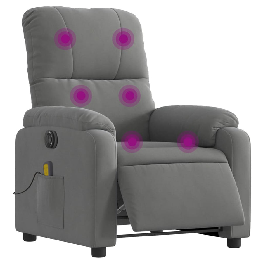 Massagestoel elektrisch verstelbaar microvezelstof donkergrijs Elektrisch verstelbaar