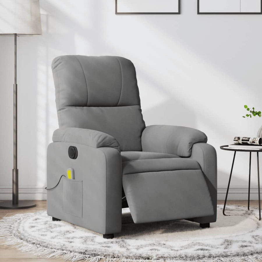 Massagestoel elektrisch verstelbaar microvezelstof donkergrijs Elektrisch verstelbaar