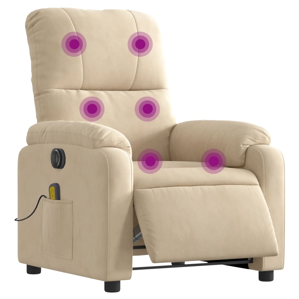 Massagestoel elektrisch verstelbaar microvezelstof crèmekleurig Elektrisch verstelbaar