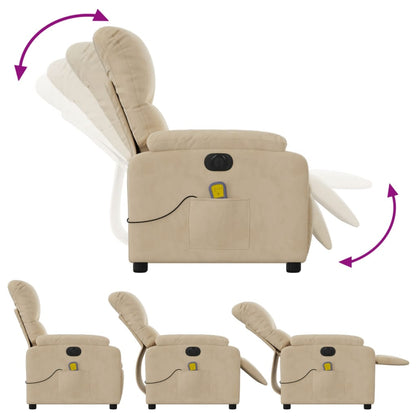 Massagestoel elektrisch verstelbaar microvezelstof crèmekleurig Elektrisch verstelbaar