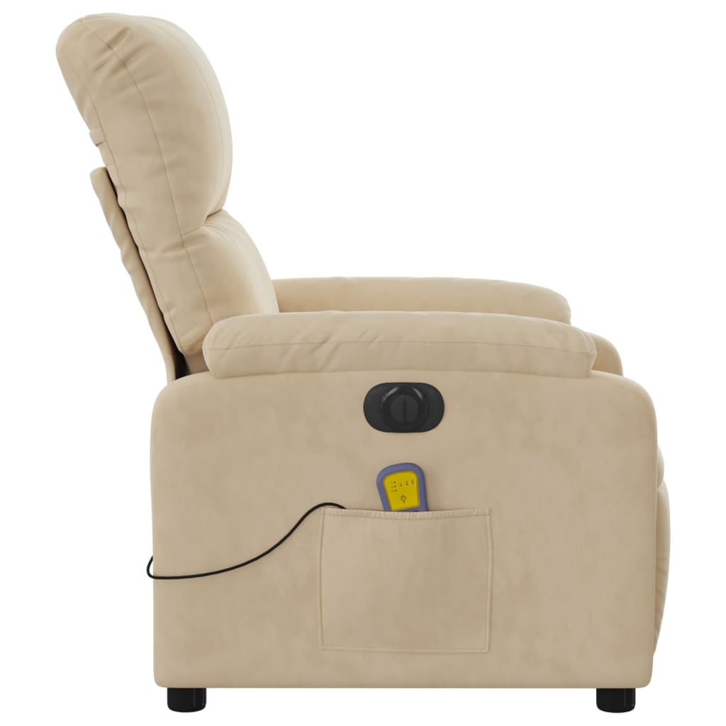 Massagestoel elektrisch verstelbaar microvezelstof crèmekleurig Elektrisch verstelbaar