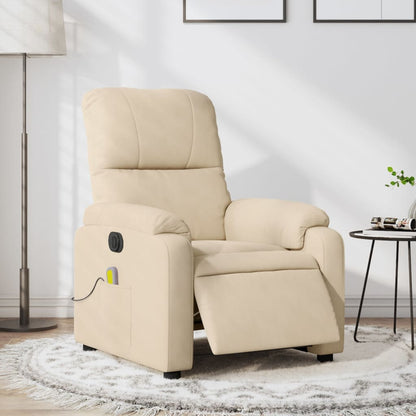Massagestoel elektrisch verstelbaar microvezelstof crèmekleurig Elektrisch verstelbaar