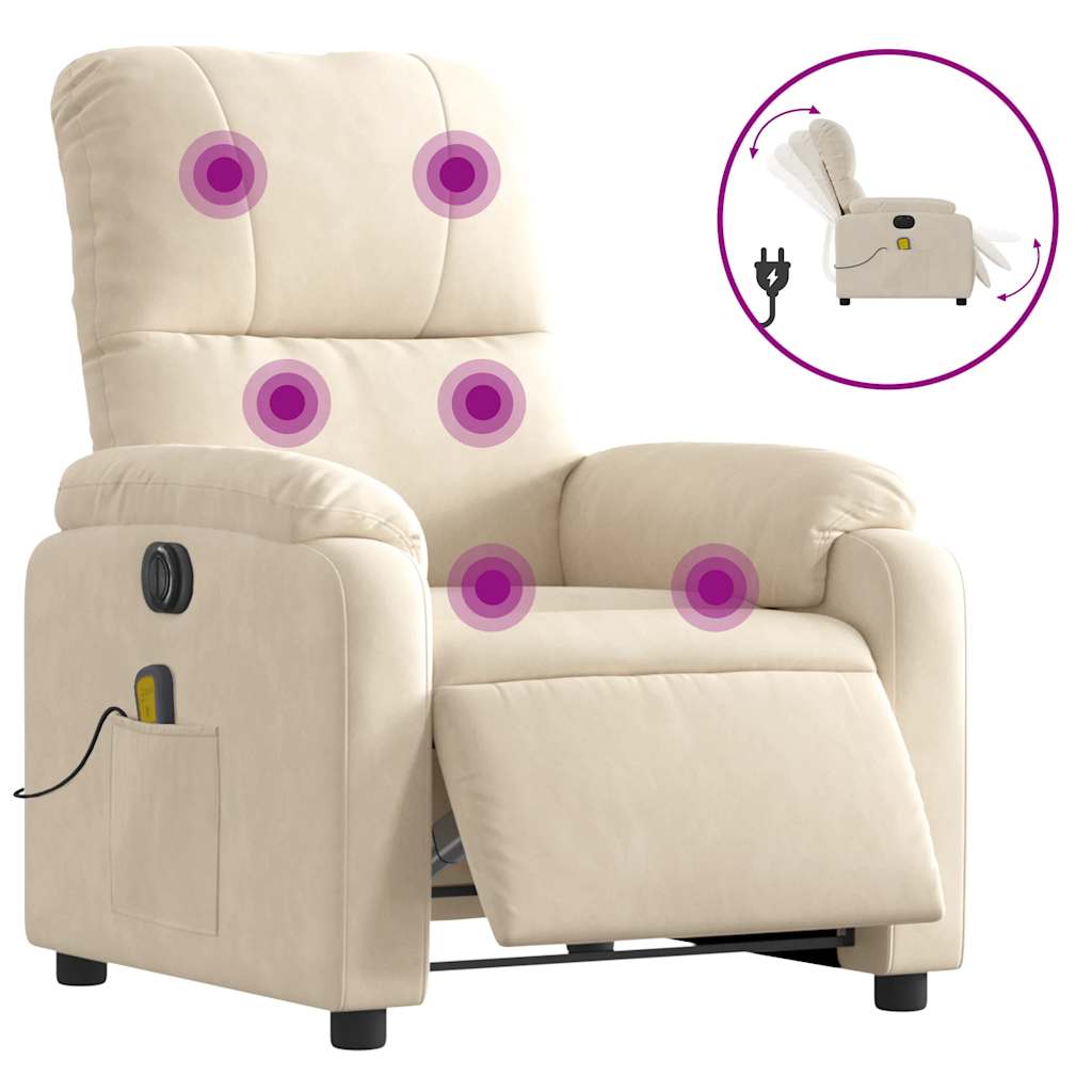 Massagestoel elektrisch verstelbaar microvezelstof beige