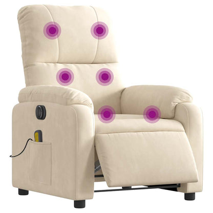 Massagestoel elektrisch verstelbaar microvezelstof beige