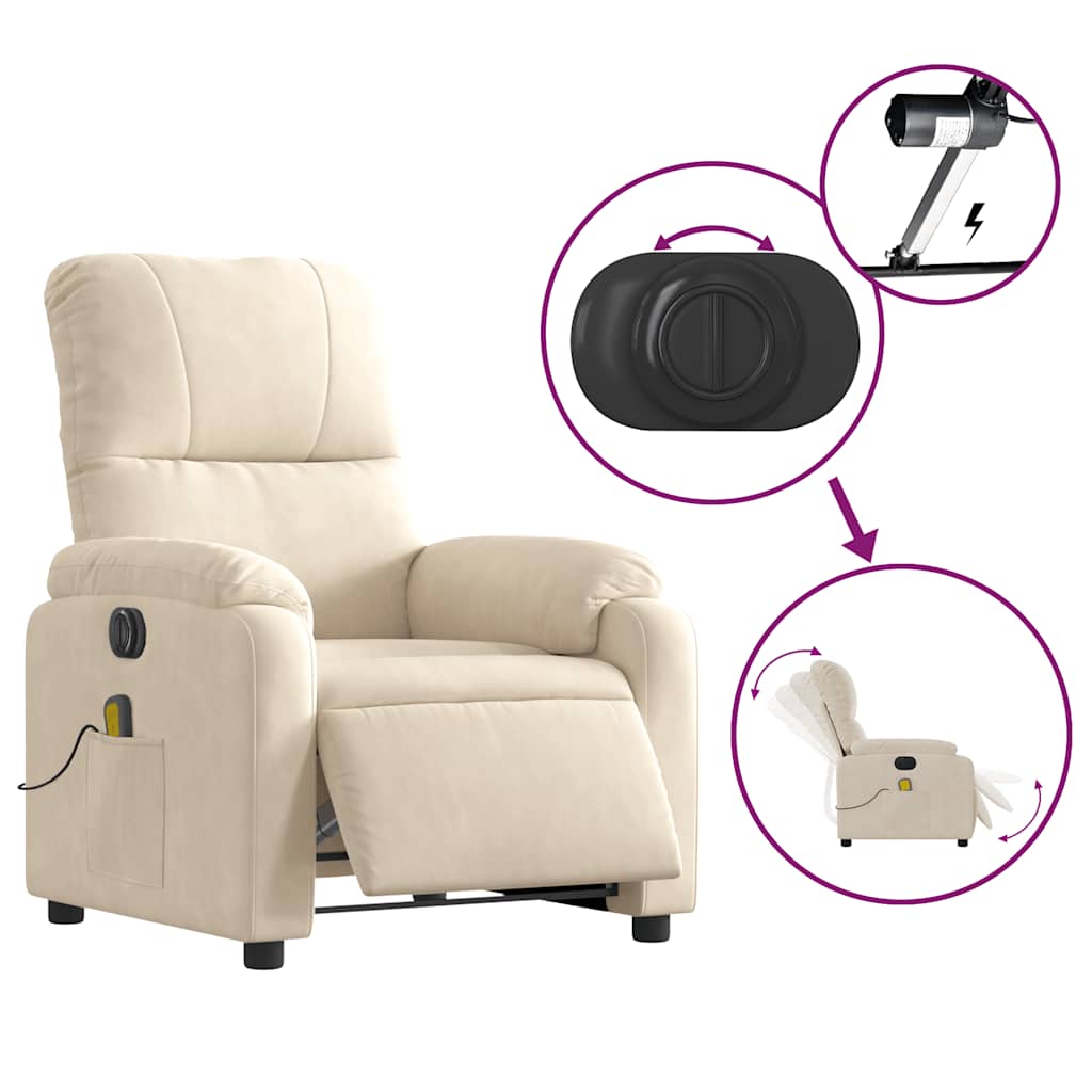 Massagestoel elektrisch verstelbaar microvezelstof beige