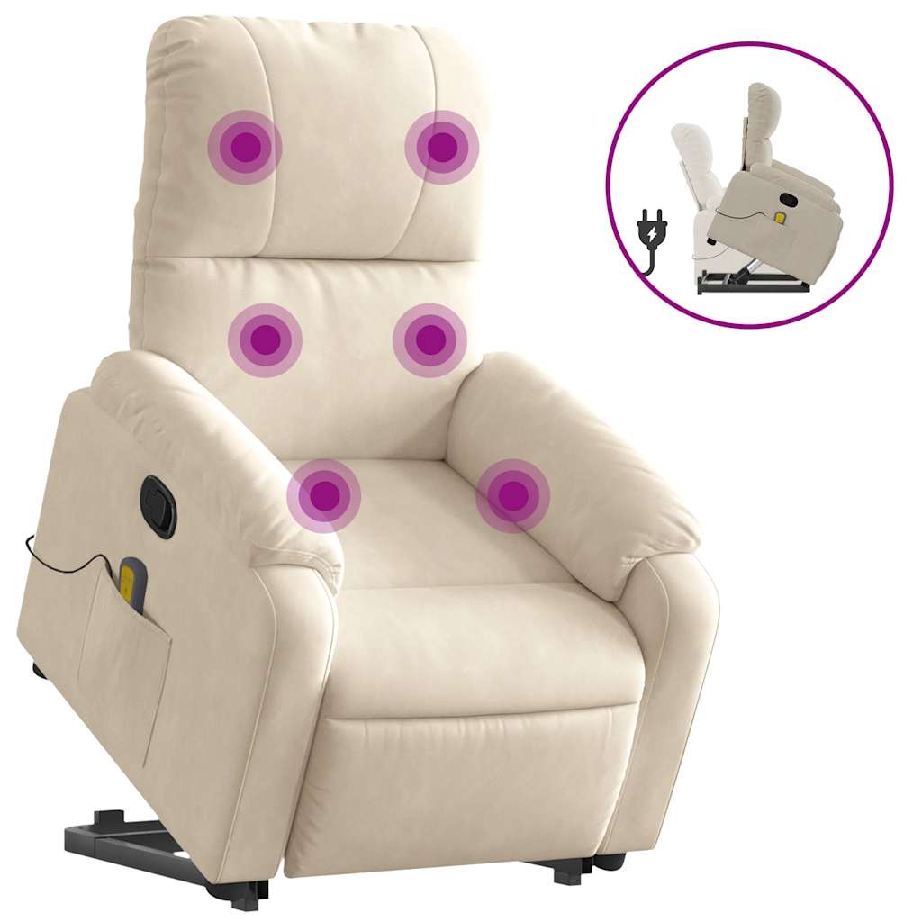 Sta-op-massagestoel verstelbaar microvezelstof beige