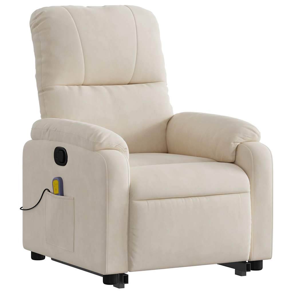 Sta-op-massagestoel verstelbaar microvezelstof beige